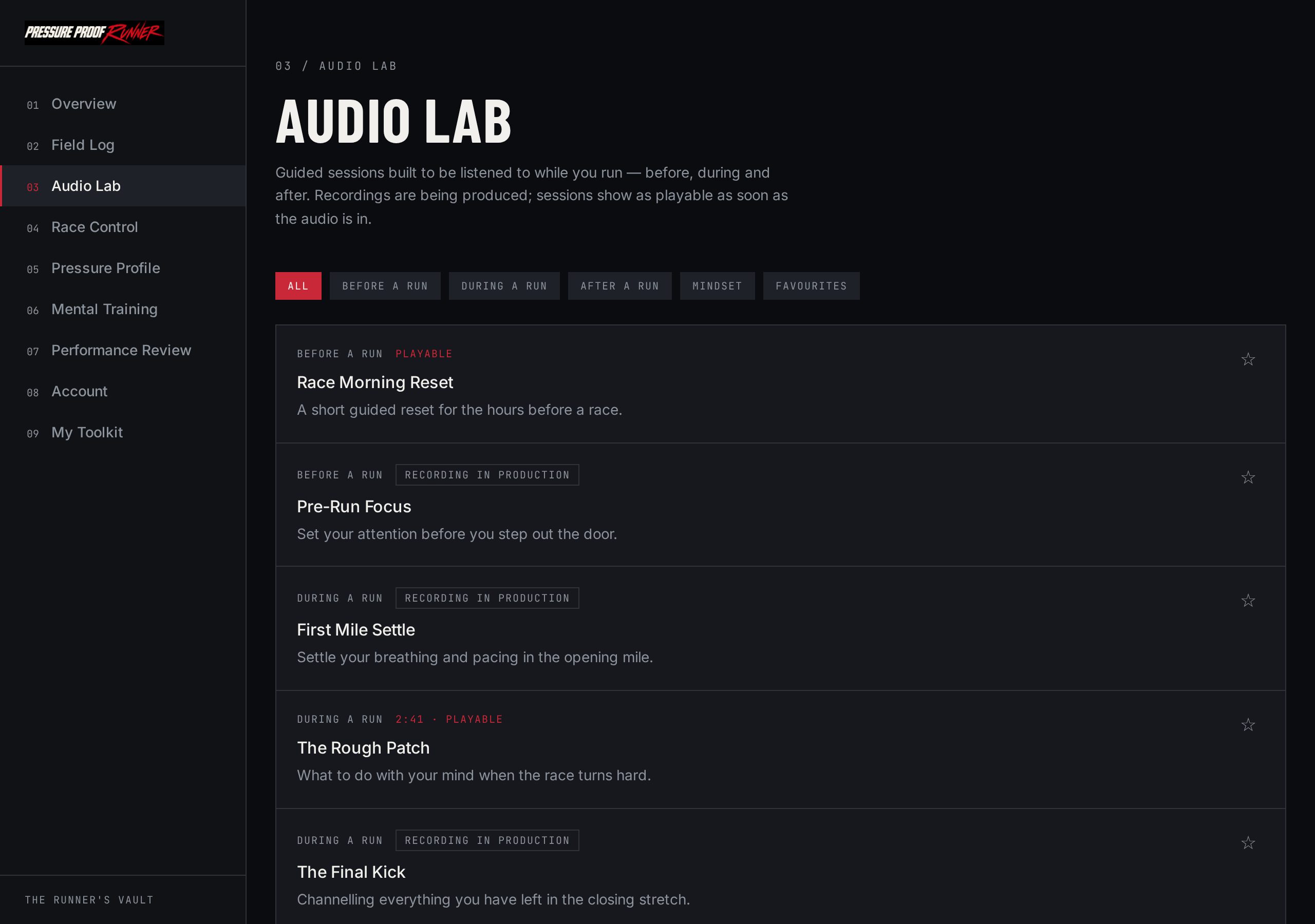 The Audio Lab: guided running sessions with playable recordings